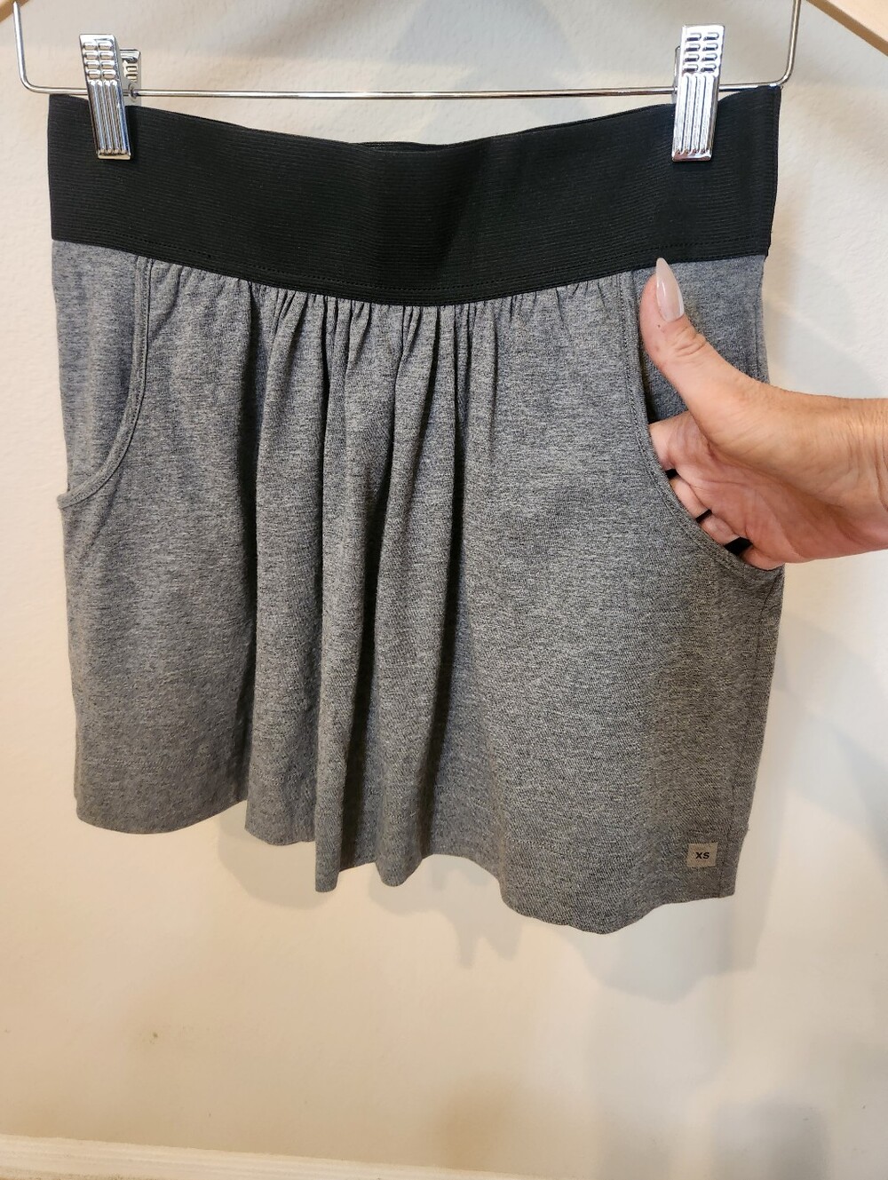 Express Gray Soft Flowy Skirt with Black Elastic Waistband And Pockets